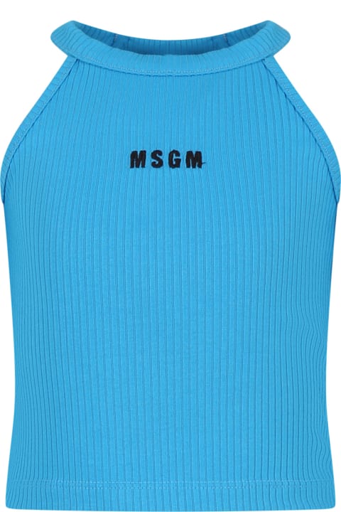 ウィメンズ新着アイテム MSGM Light Blue Tank Top For Girl With Logo