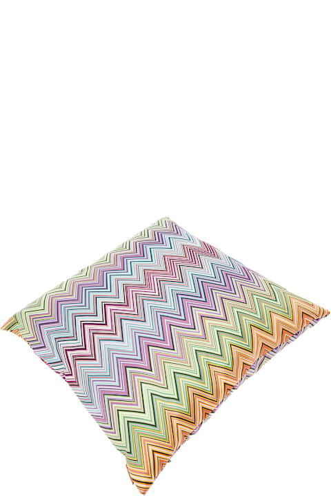 Fashion for Men Missoni Multicolor Square Cushion With Zigzag Motif In Cotton Home