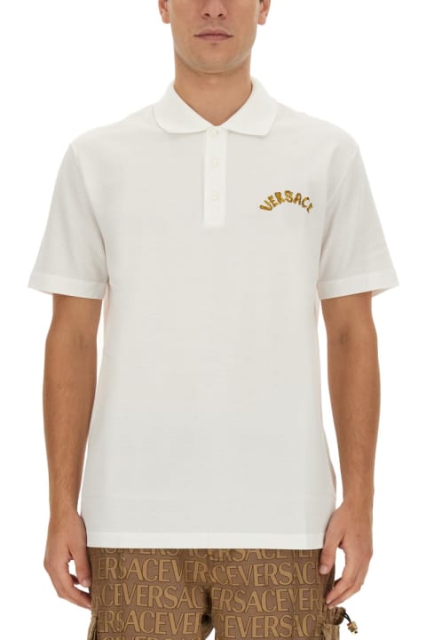 Versace Men Versace Polo With Logo Embroidery