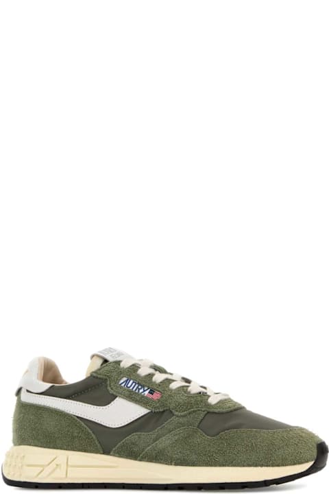 Autry Army Green Fabric And Suede Reelwind Sneakers