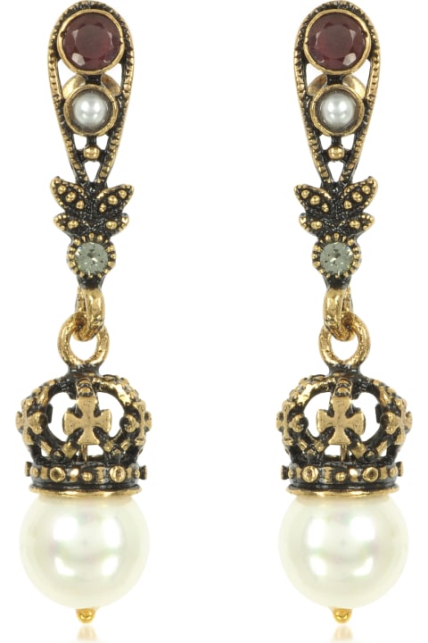 Drop Crown Earrings W/pearls