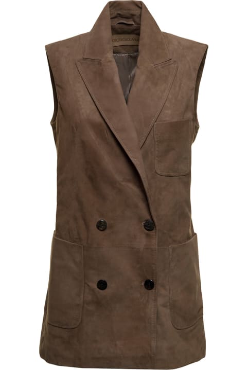 Double-breasted Suede Vest