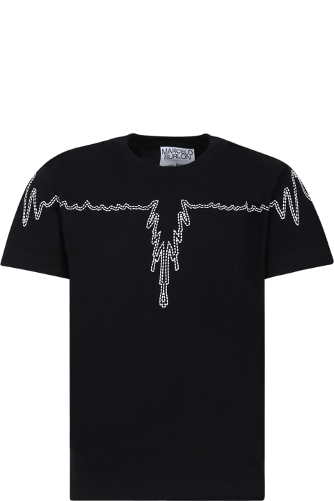 ガールズ Marcelo BurlonのTシャツ＆ポロシャツ Marcelo Burlon Black T-shirt For Boy With Wings