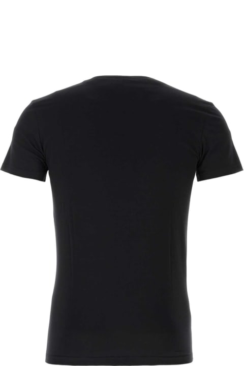 Topwear for Men Versace Black Stretch Cotton T-shirt