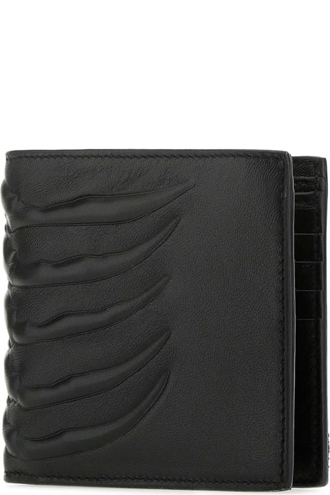 メンズ Alexander McQueenのアクセサリー Alexander McQueen Black Nappa Leather Wallet