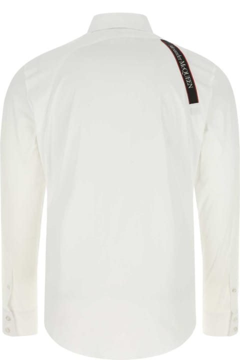 Shirts for Men Alexander McQueen White Stretch Poplin Shirt