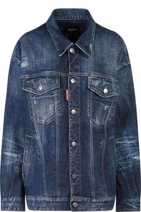 Homeware Dsquared2 Denim Jacket With Rhinestone Embellishment
