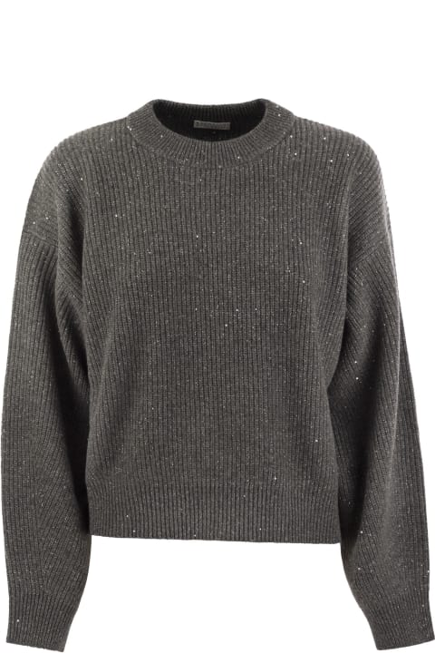 Sweaters for Women Brunello Cucinelli Dazzling Ribbed Sweater In Cashmere And Wool