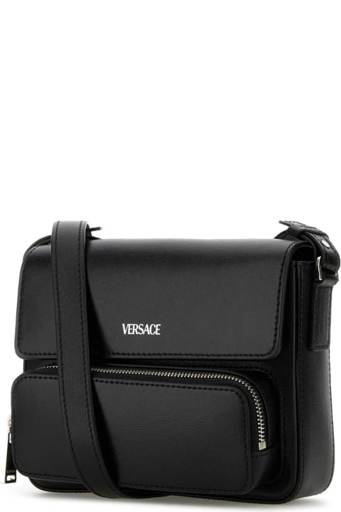 Versace حقائب لـ القسم الرجالي Versace Black Leather Crossbody Bag