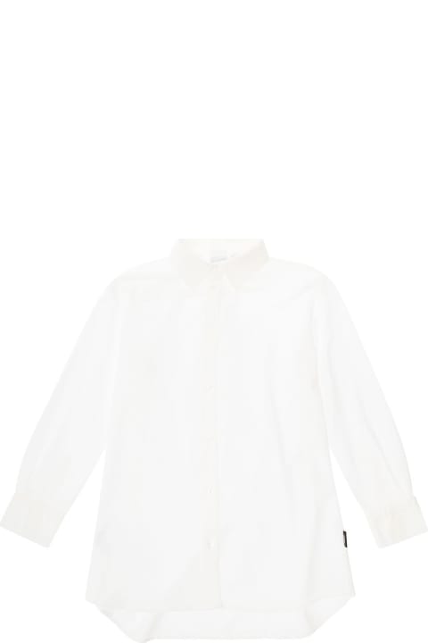 White Long-sleeves Shirt With Tonal Buttons In Cotton Girl
