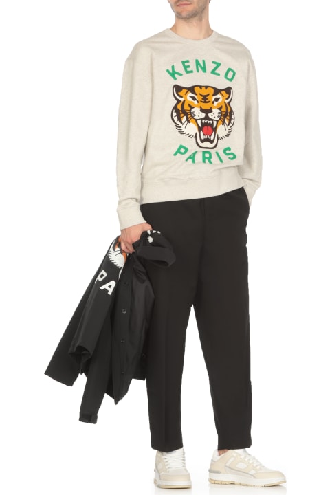 سترات صوف وبدل رياضية لـ القسم الرجالي Kenzo Pale Grey Cotton Sweatshirt