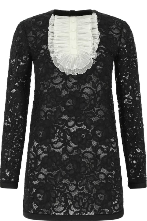 Saint Laurent for Women Saint Laurent Black Lace Mini Dress