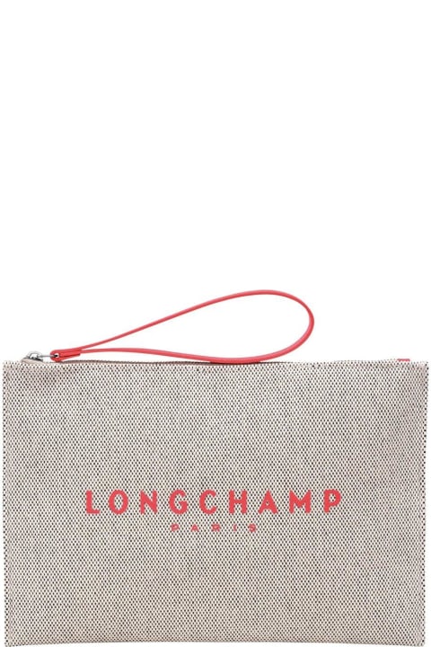 Clutches for Women Longchamp Logo Print Zipped Clutch Bag