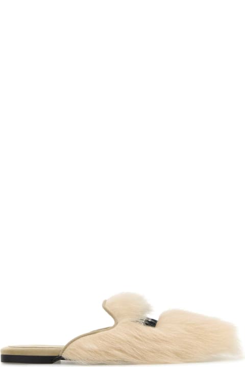 Dolce & Gabbana Sand Shearling Slippers