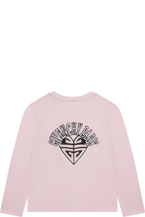 Givenchyのガールズ Givenchy Pink T-shirt With Contrasting 'cartoon' Print In Organic Cotton Girl