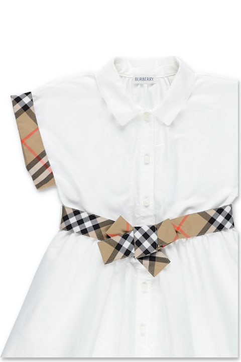 أدوات منزلية Burberry Burberry Cotton Shirt Dress With Check Details For Girls