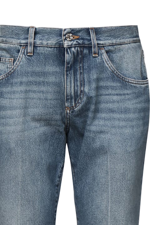 Dolce & Gabbana Jeans for Men Dolce & Gabbana Logo Plaque Straight Leg Jeans