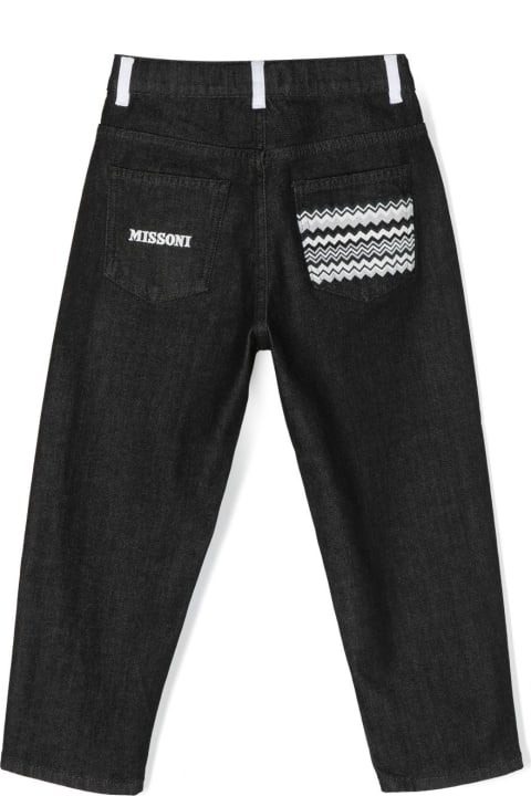 Missoni Kids Kids Missoni Kids Black Loose-fit Jeans With Logo And Chevron Motif
