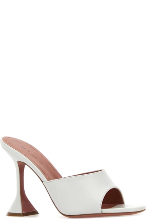 Amina Muaddi White Nappa Leather Lupita Mules