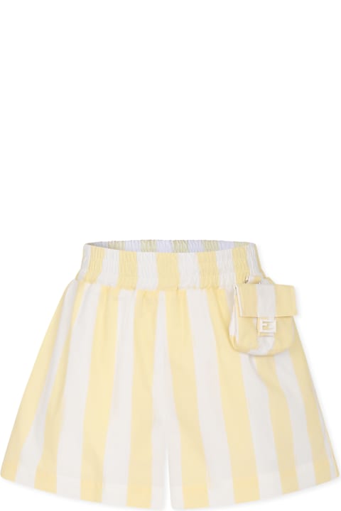 Bottoms for Girls Fendi Yellow Shorts For Girl With Pequin Print