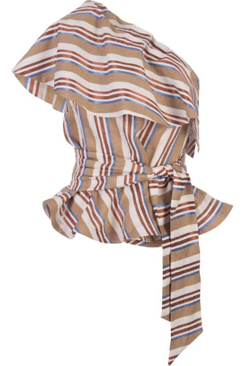 Sale for Women Stella Jean Striped Sleeveless Top With Ruffle