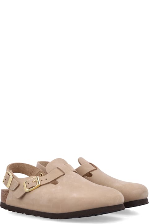 Birkenstock Tokio Nubuk In Sandcastle Leather Clog