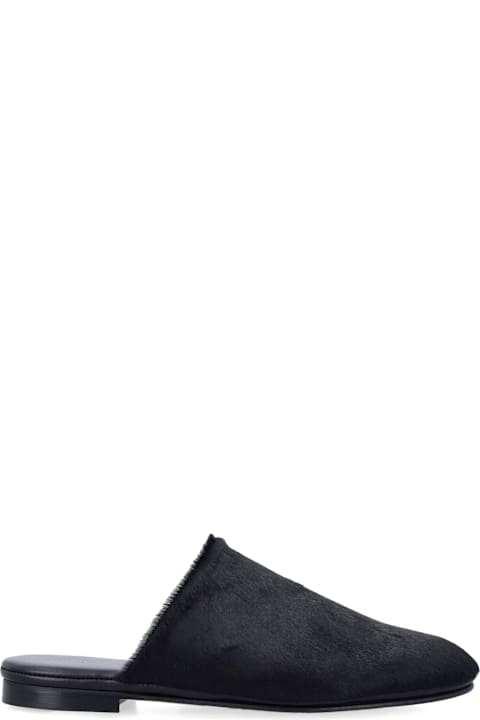 Alberta Ferretti Black Pony Hair Mules
