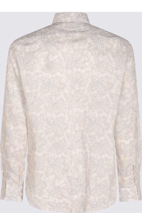 Brunello Cucinelli for Men Brunello Cucinelli White Multicolor Cotton Shirt