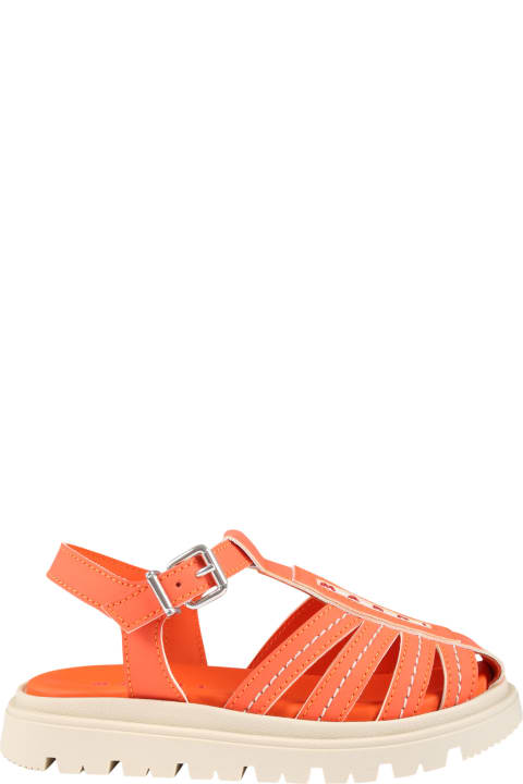 Shoes for Girls Marni Orange Sandals For Girl With Red Logo