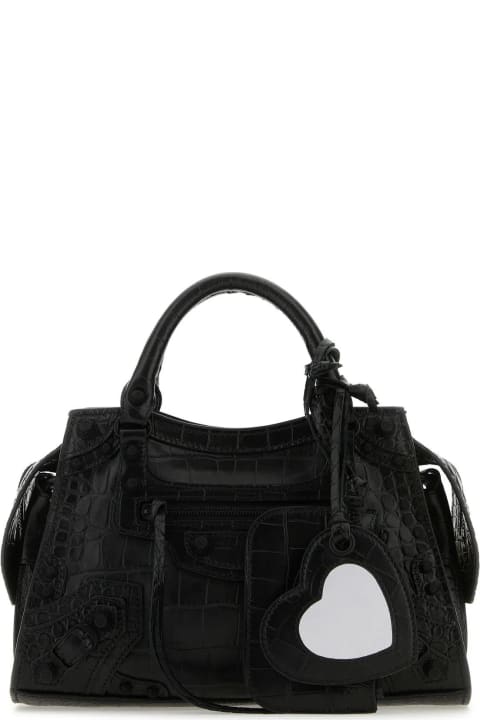 Balenciaga Totes for Women Balenciaga Black Nappa Leather Neo Cagole Xs Handbag