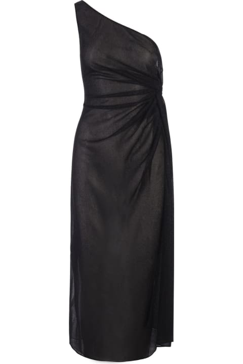 Oseree for Women Oseree Black Lumiere One-shoulder Midi Dress