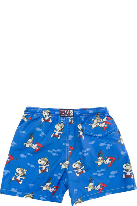 Fashion for Kids MC2 Saint Barth Multicolor Swim Shorts With All-over Scuba Snoopy Print In Fabric Bambino
