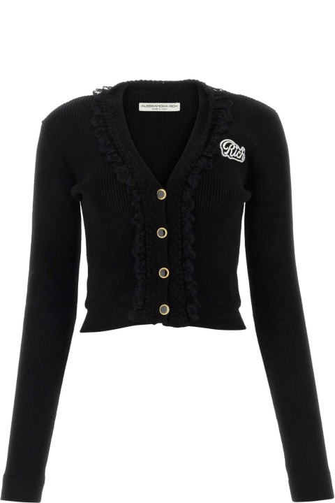 Alessandra Rich Fleeces & Tracksuits for Women Alessandra Rich Black Wool Blend Cardigan