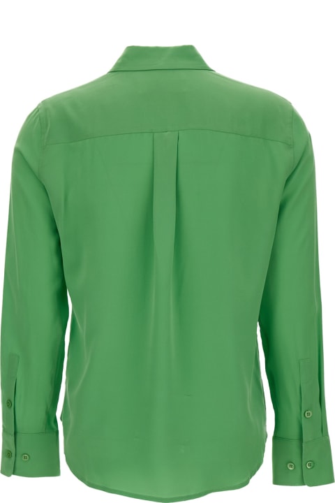 ウィメンズ Equipmentのトップス Equipment 'slim Signature' Emerald Green Shirt With Classic Collar In Silk Woman