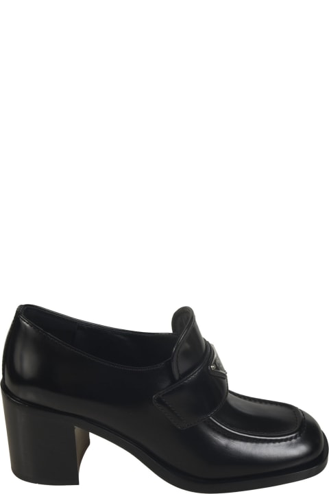 ウィメンズ Pradaのシューズ Prada Block Heel Logo Plaque Boots