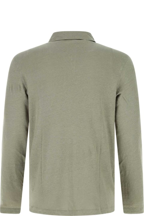 Hartford Topwear for Men Hartford Sage Green Linen Polo Shirt