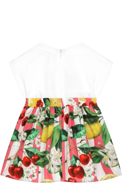 Dolce & Gabbanaのベビーガールズ Dolce & Gabbana Jersey And Poplin Dress With Lemon And Cherry Print