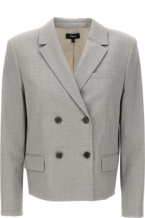 Theory Clothing for Women Theory Double-breasted Cropped Tailored Blazer