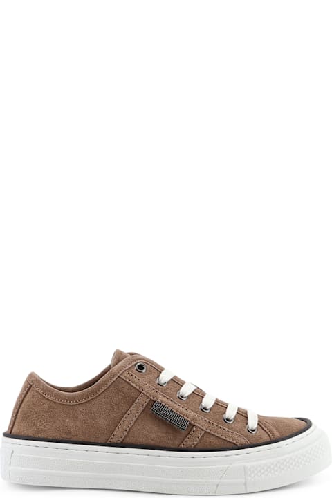 Brunello Cucinelli Suede Sneakers With Monili Detail On The Side