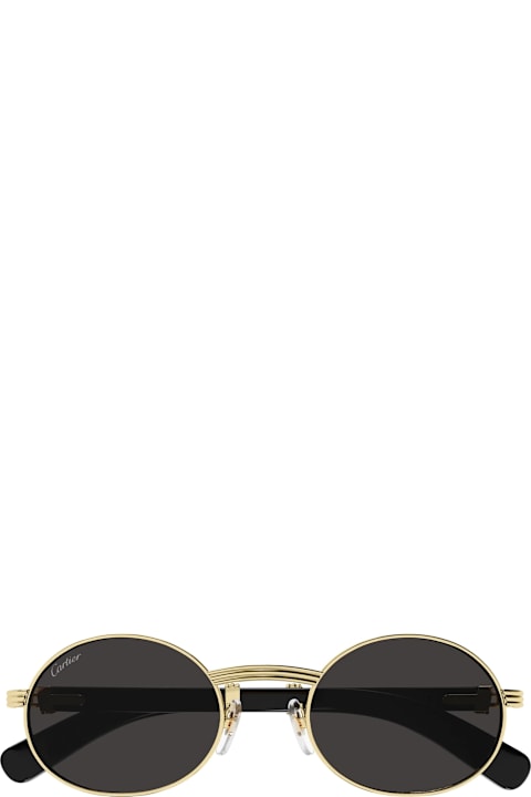 Premire De Cartier Ct0464s-001 - Gold / Black Sunglasses