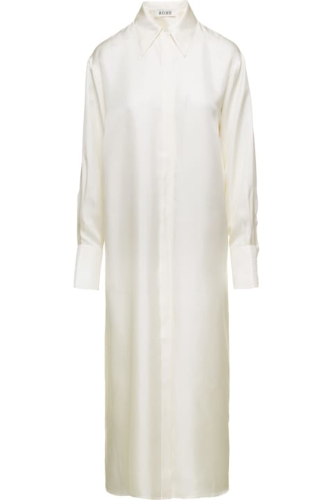 Róhe Dresses for Women Róhe Ivory White Shirt Dress With Cut-out At Back In Silk Woman