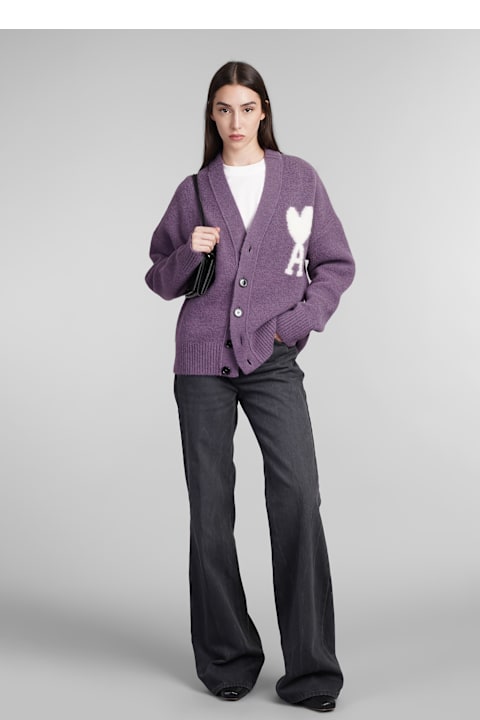 Ami Alexandre Mattiussi Sweaters for Women Ami Alexandre Mattiussi Cardigan In Viola Wool