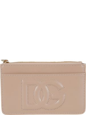 Dolce & Gabbana Logo Quilted Top Zip Card Holder