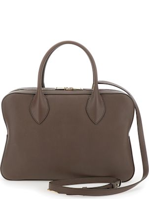 【送料&関税込】Ferragamo Brown Handbag With Three Zips And Ferragamo Brown Handbag With Three Zips And Logo Printed On