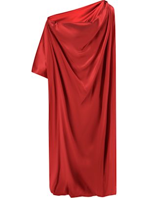ワンピース DRIES VAN NOTEN Dalant silk dress with lateral knot Verde Dries Van Noten Dalant W.W Dress – Vermillion