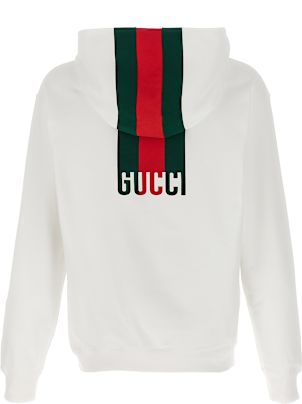【GUCCI】WEB HOODIE●814900XJG2U9074 Cotton jersey sweatshirt with Web in white | GUCCI® US
