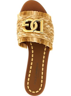 【関税込み】dolce & gabbana Raffia braid slides Rafia braided slipper in Multicolor for Women