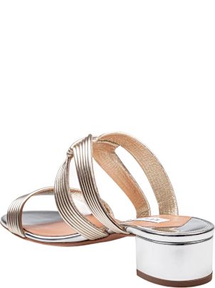 【送料&関税込】Aquazzura Mule Esencia 35 In Laminated Leath AQUAZZURA Esencia 35 metallic mules | NET-A-PORTER