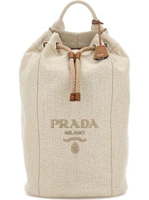 【関税&送料込】Prada Sand Canvas Handbag Prada Sand Canvas Shopping Bag | italist