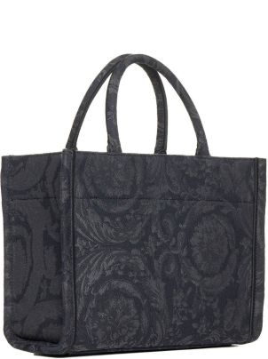 【送料&関税込】Versace Tote Bag Extra Large - Unisex La Medusa Canvas Large Tote Bag Black,Gold | VERSACE US